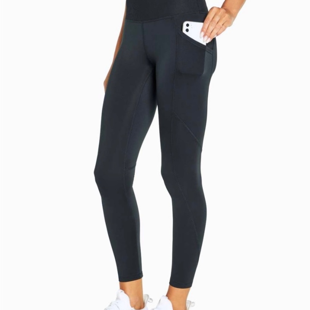 MARIKA Sasha Side Pocket Soft & Cozy Microfleece Lined Leggings Black NWT 27” Sm